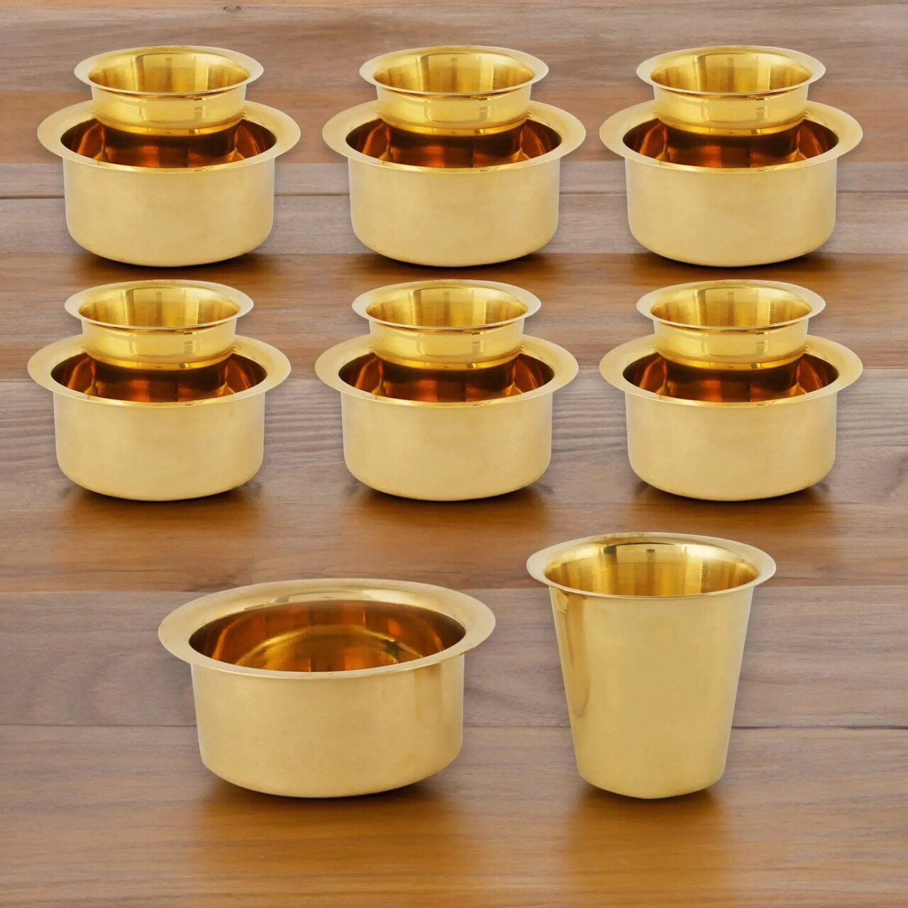 South Indian Brass Coffee Cup and Dabara Matte Plain for South Indian Filter Tea Handmade Tumbler Cup Traditional Kumbakonam Coffee Dabra Set Serving Drinkware (capacity Upto 120 Ml)